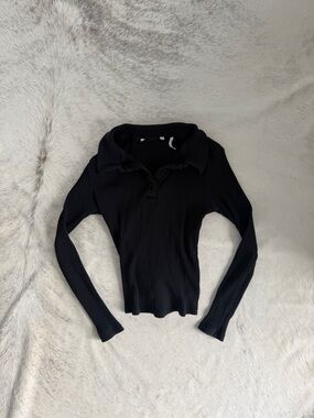 Black button up long sleeve top